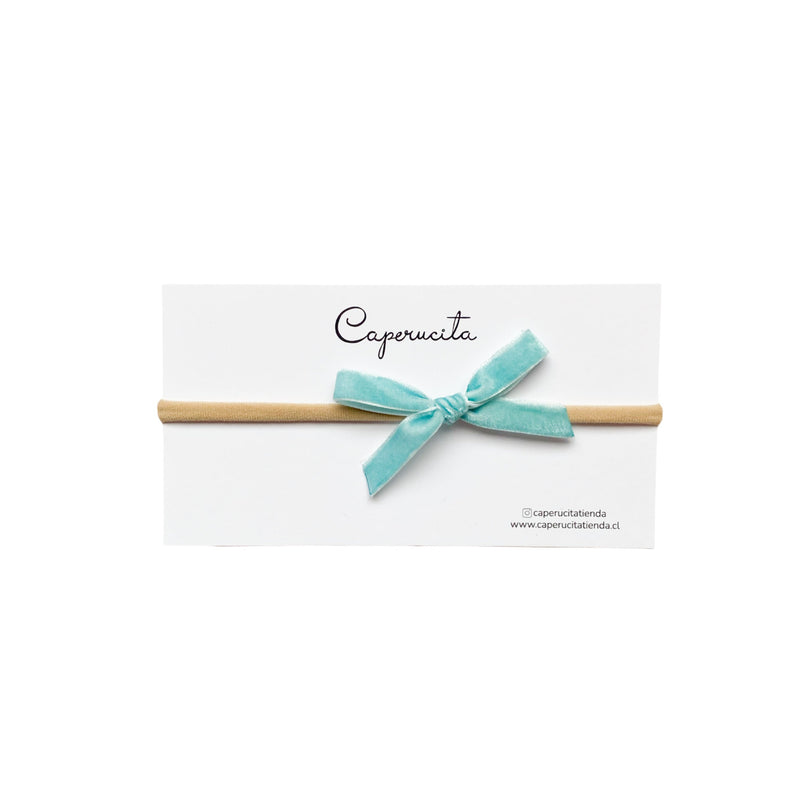 Cintillo elasticado terciopelo - Celeste oscuro