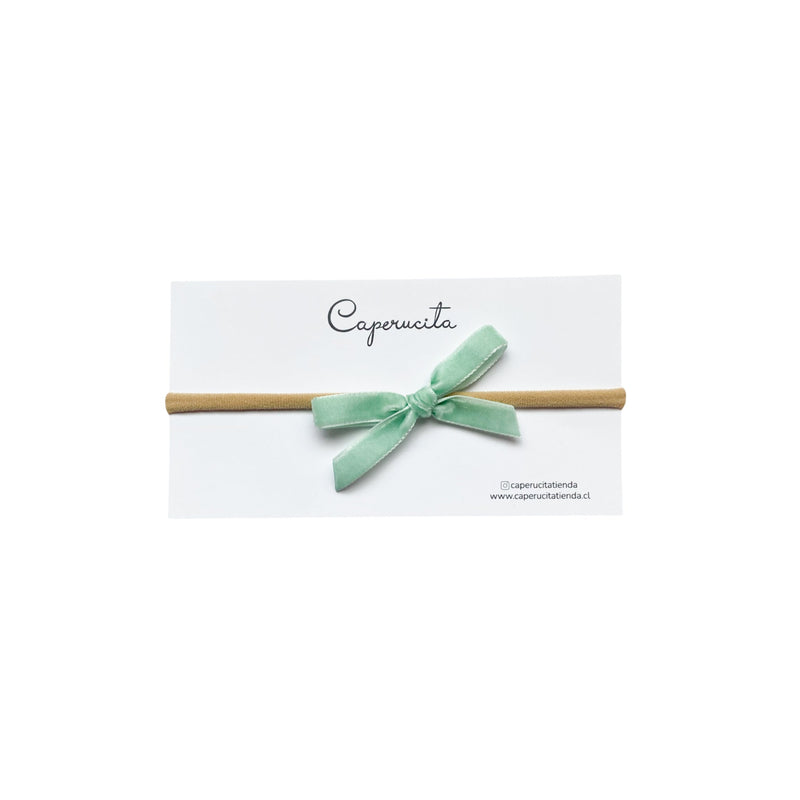 Cintillo elasticado terciopelo - Verde menta pastel