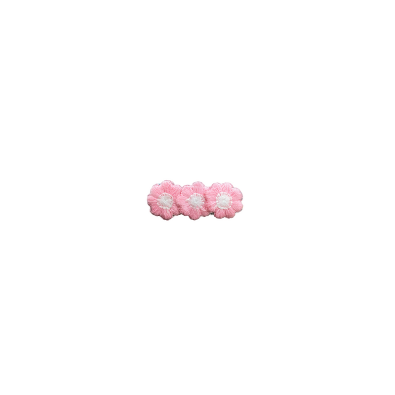 Clip Margaritas bordadas rosado y blanco