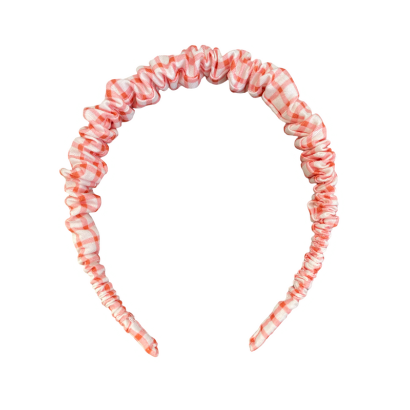 Cintillo repollito lino - Cuadrille rosa vintage