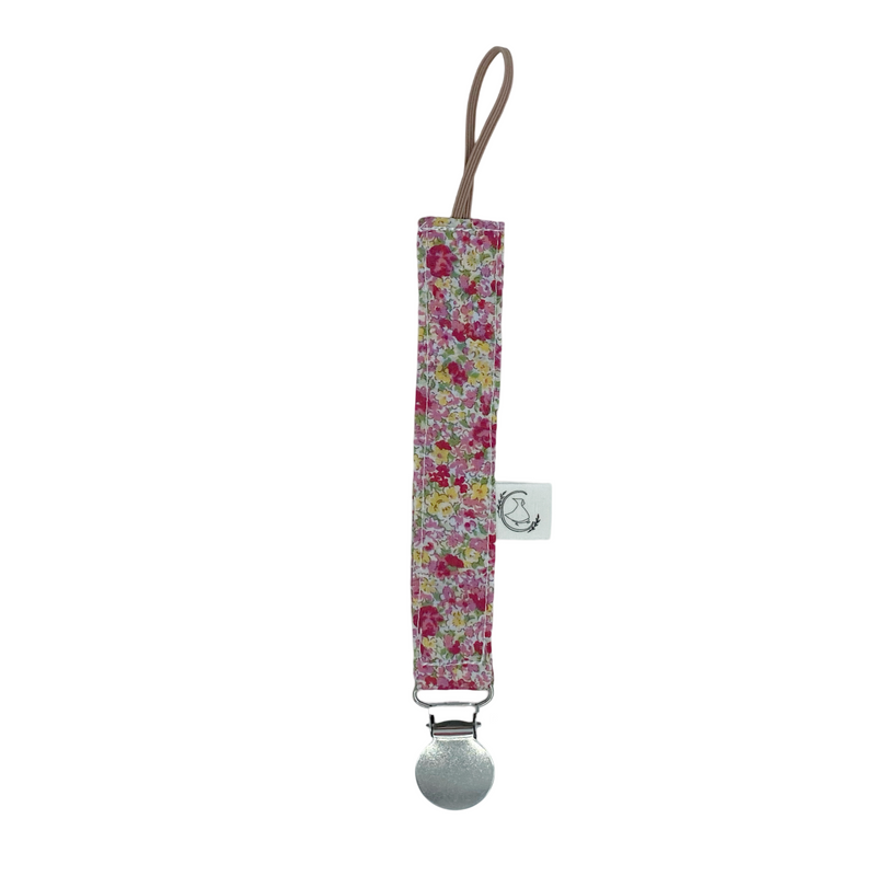 Porta chupete - Florcitas rosa oscuro