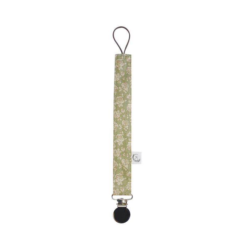 Porta chupete pistacho flores crema