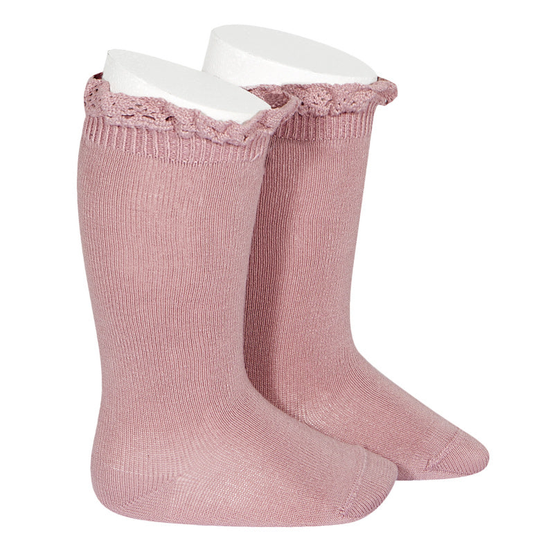 Calcetines Cóndor altos con puntilla - Tamarisco