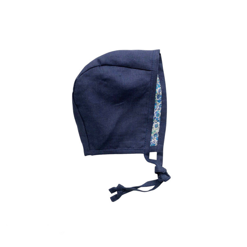 Capota lino reversible azul marino / flores azules y verdes