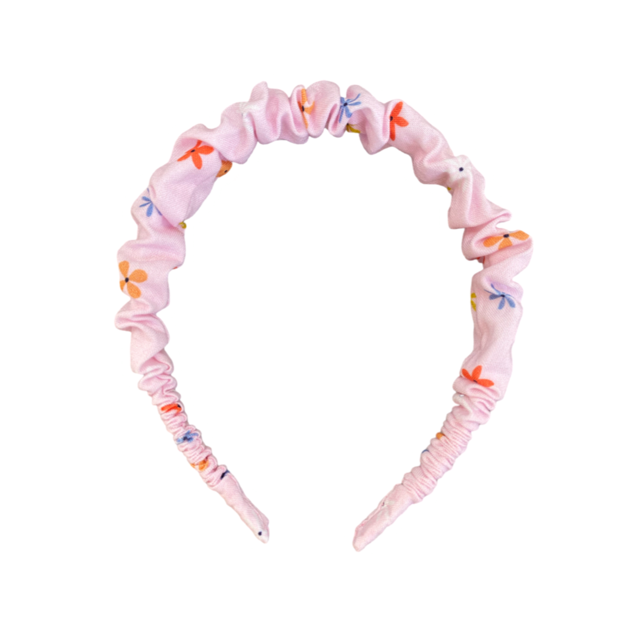 Cintillo repollito lino  - Rosado florcitas colores