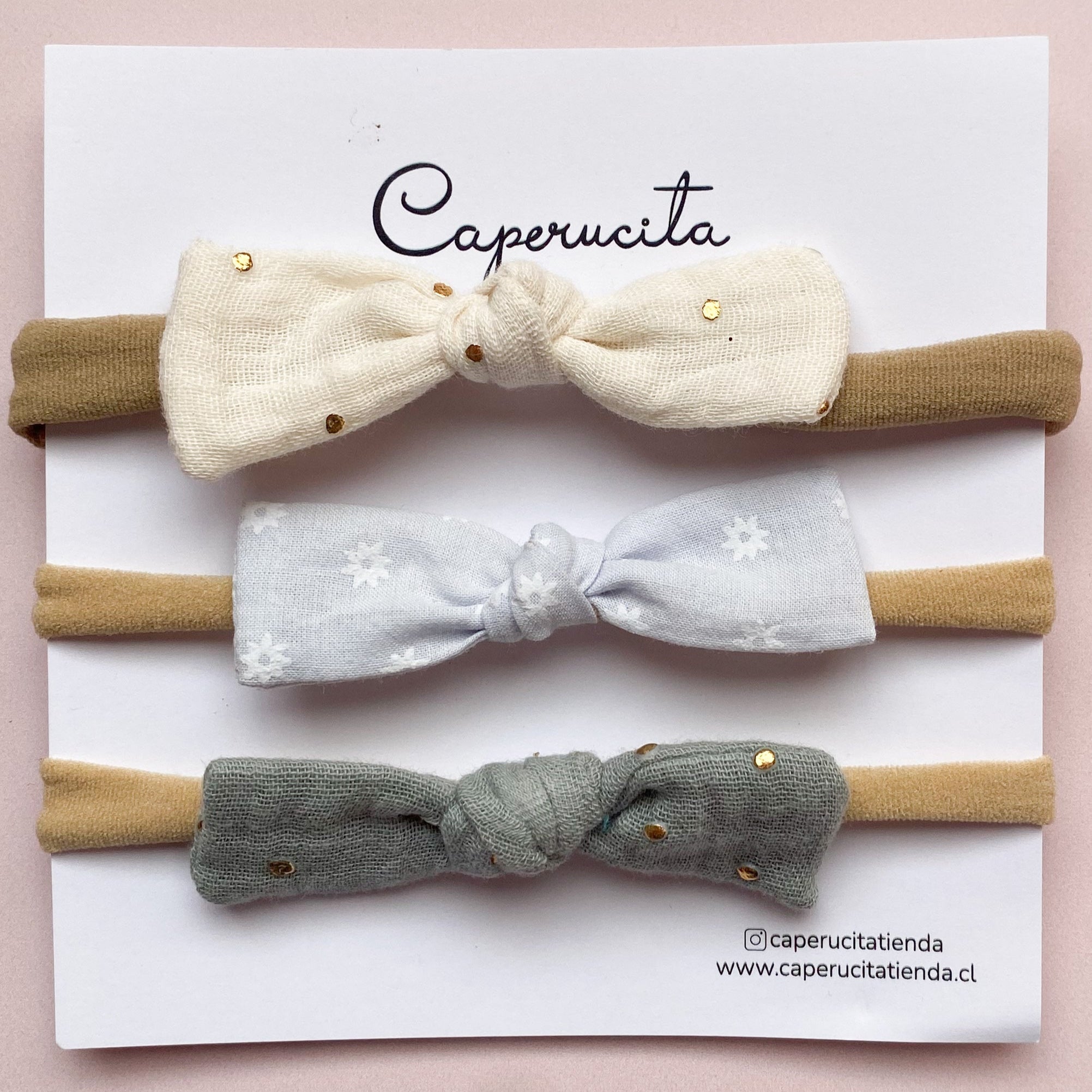 Set 3 cintillos elásticado nuditos - Invierno