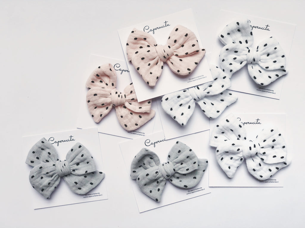 Tulipán mediana - Gasa Gris puntitos negros