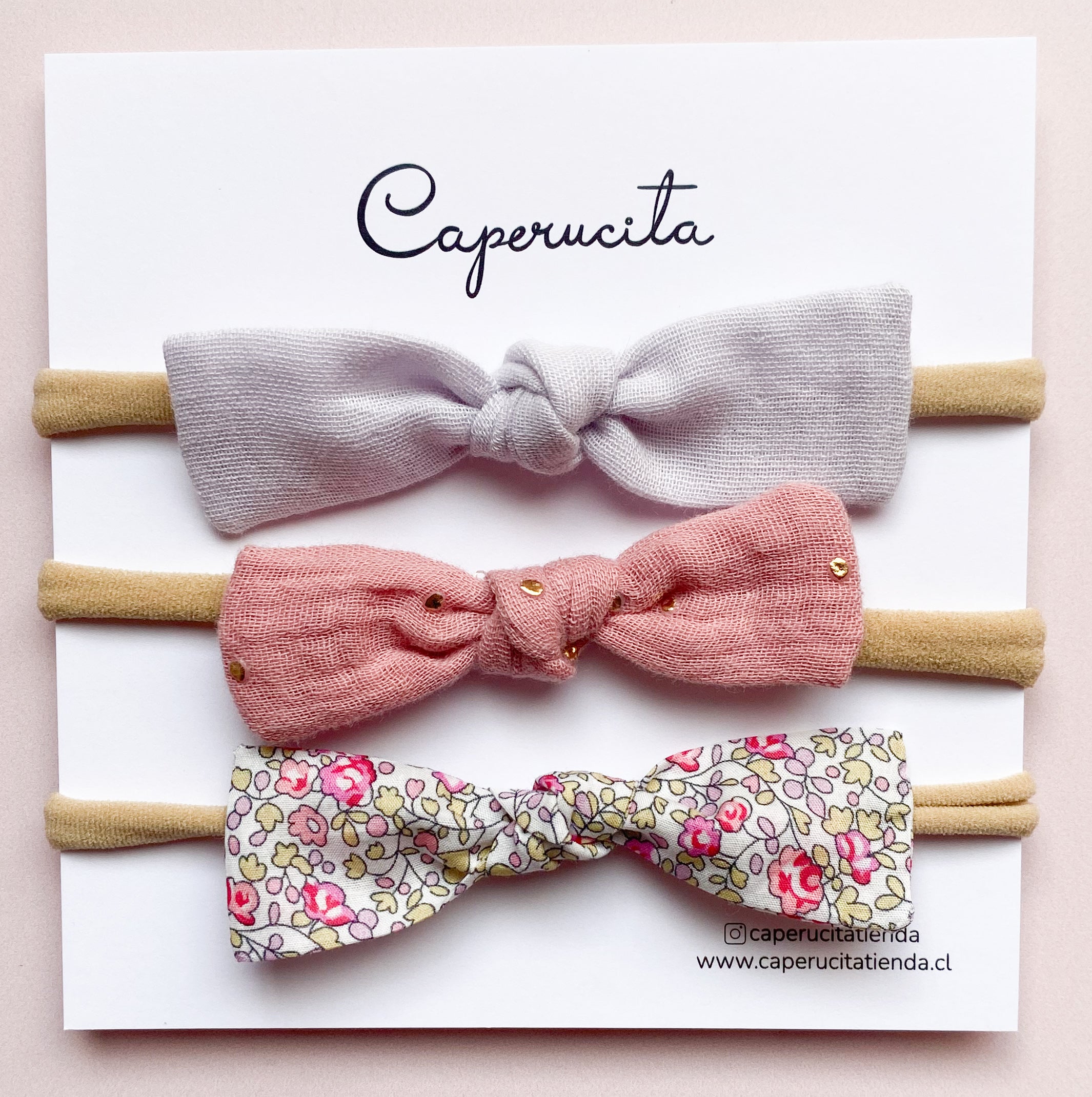 Set 3 cintillos elásticado nuditos - Rosa lila