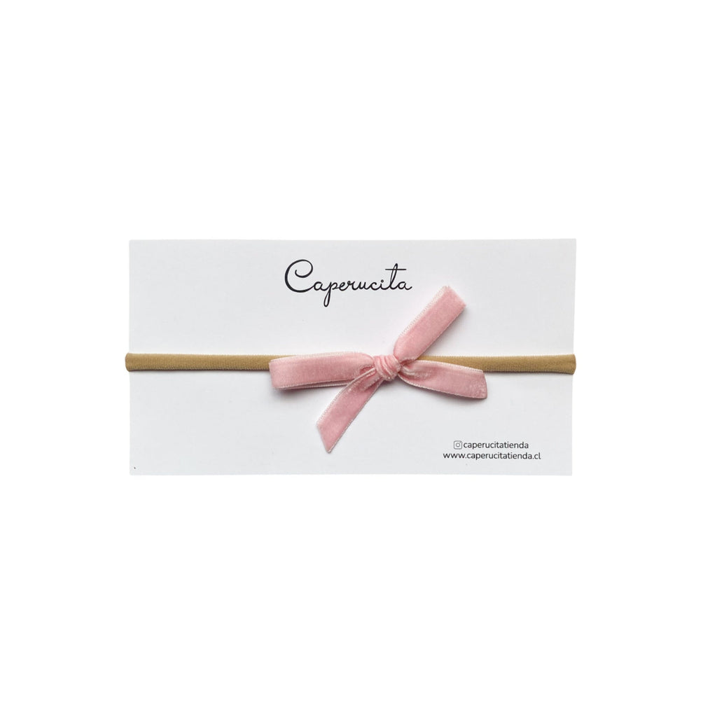 Cintillo elasticado terciopelo -  Rosado claro