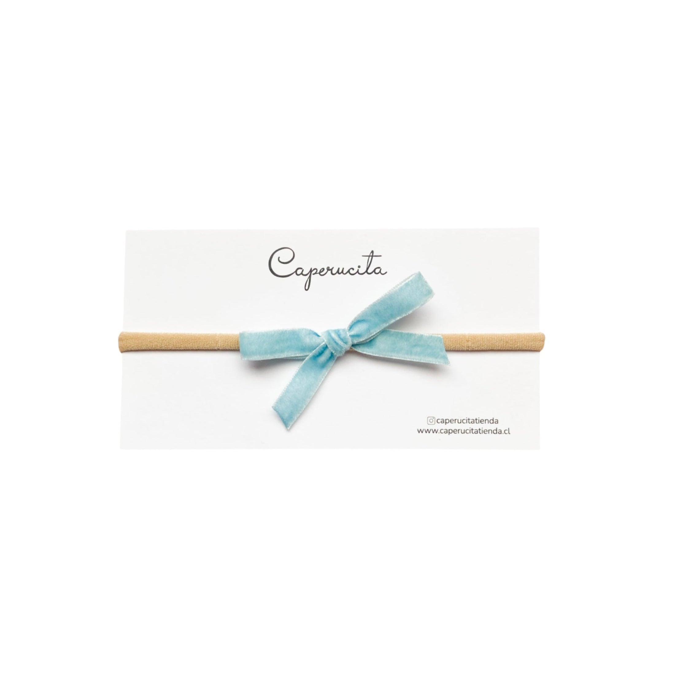 Cintillo elasticado terciopelo -  Celeste