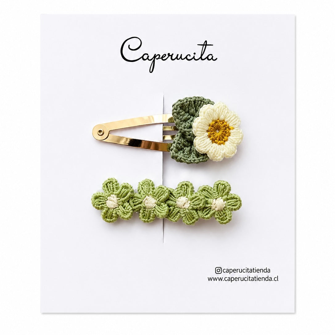 Set de clips flores bordadas - Pascale