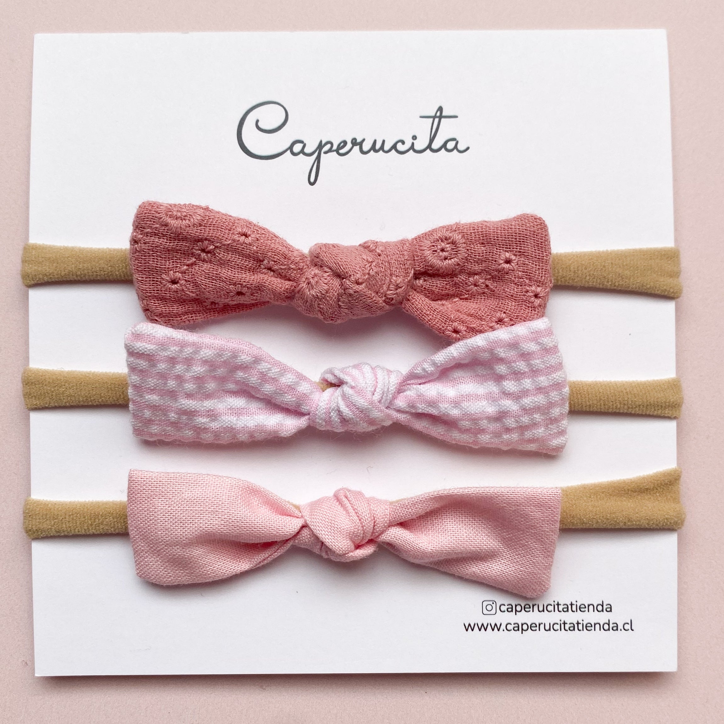 Set 3 cintillos elásticado nuditos - Rosa dulce