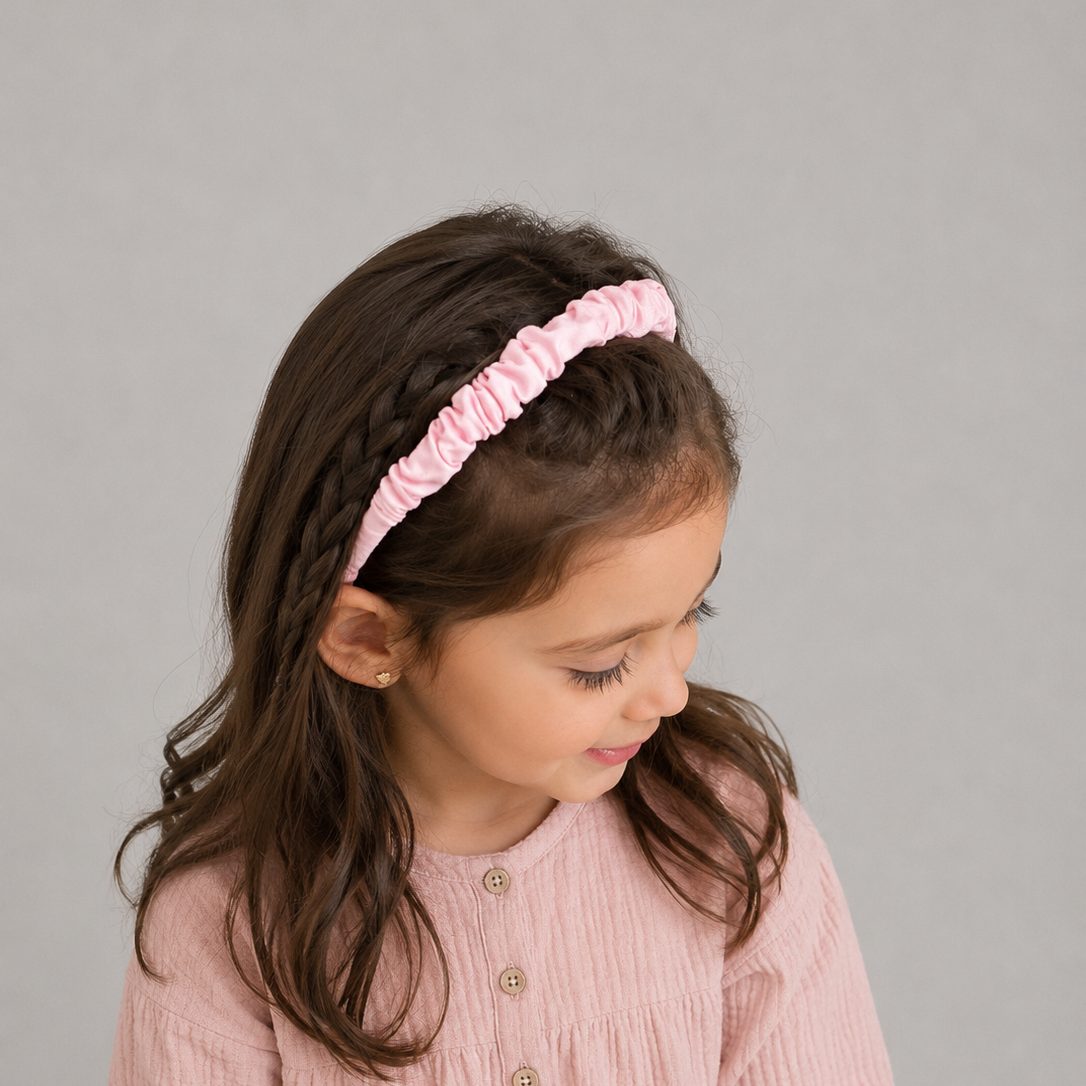 Cintillo repollito lino  - Rosa dulce
