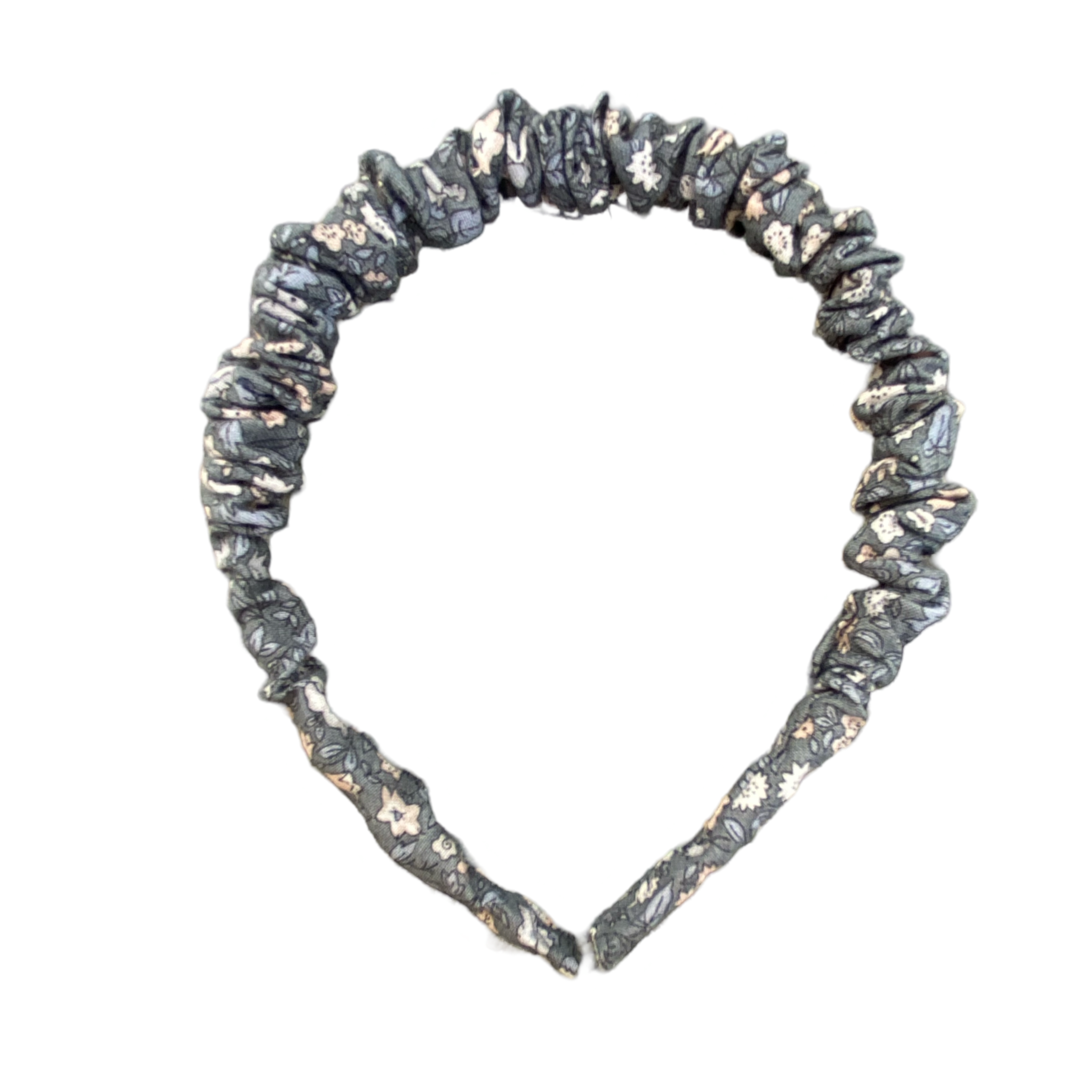 Cintillo repollito   - Gris oscuro, florcitas