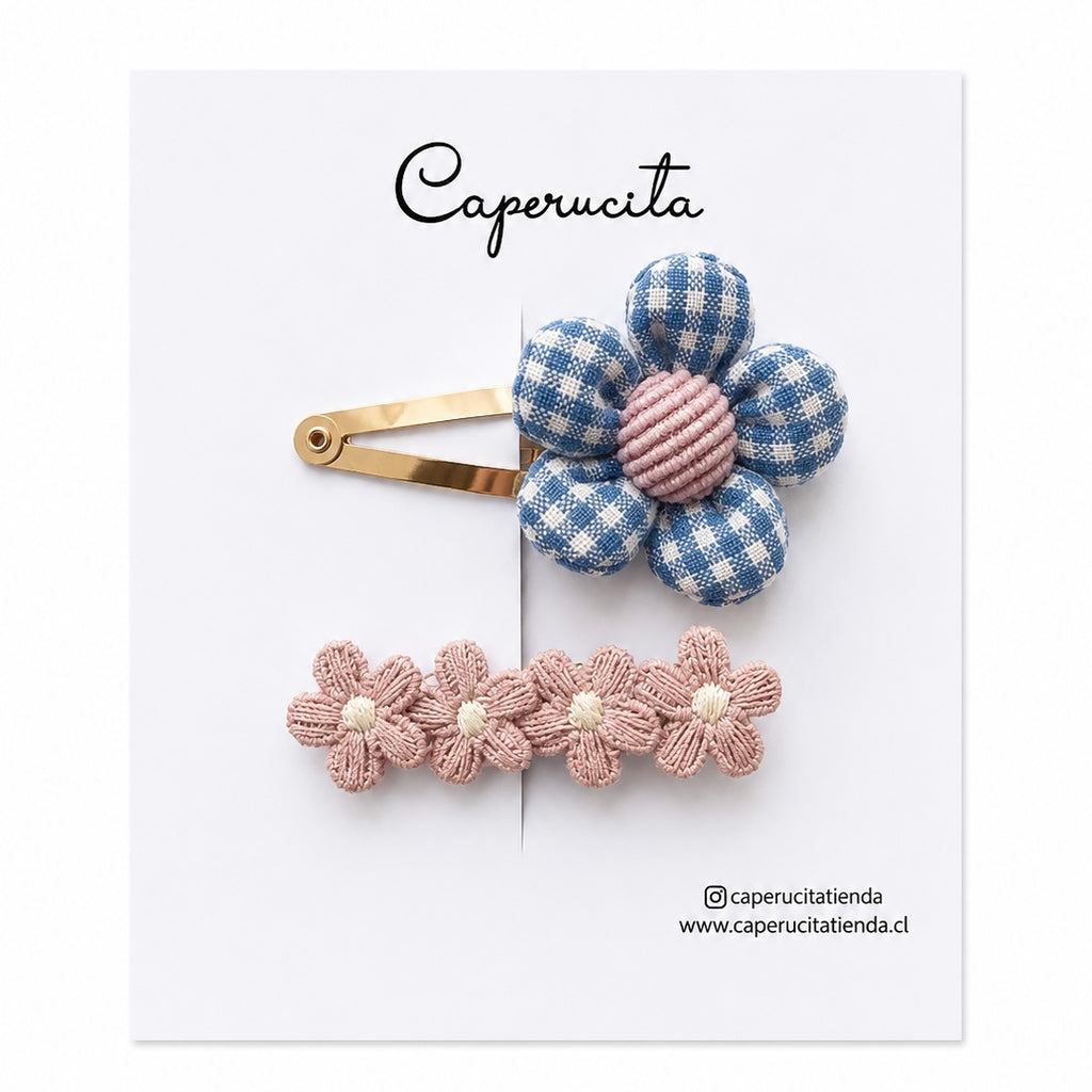 Set de clips flores bordadas - Patricia