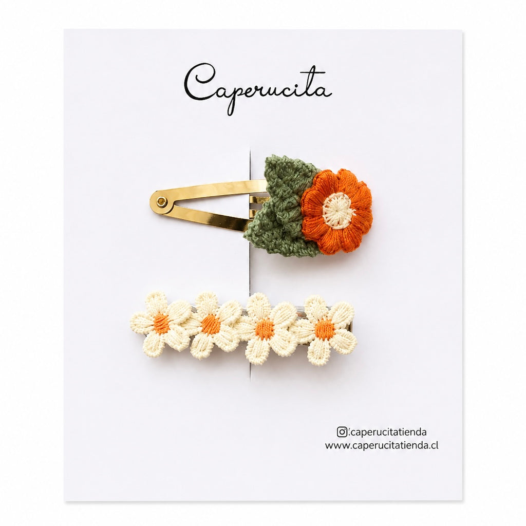 Set de clips flores bordadas - Petra