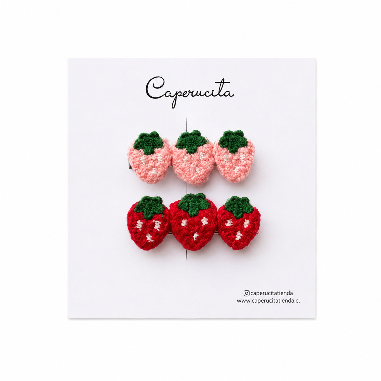 Set de clips fresas bordadas - Pilar