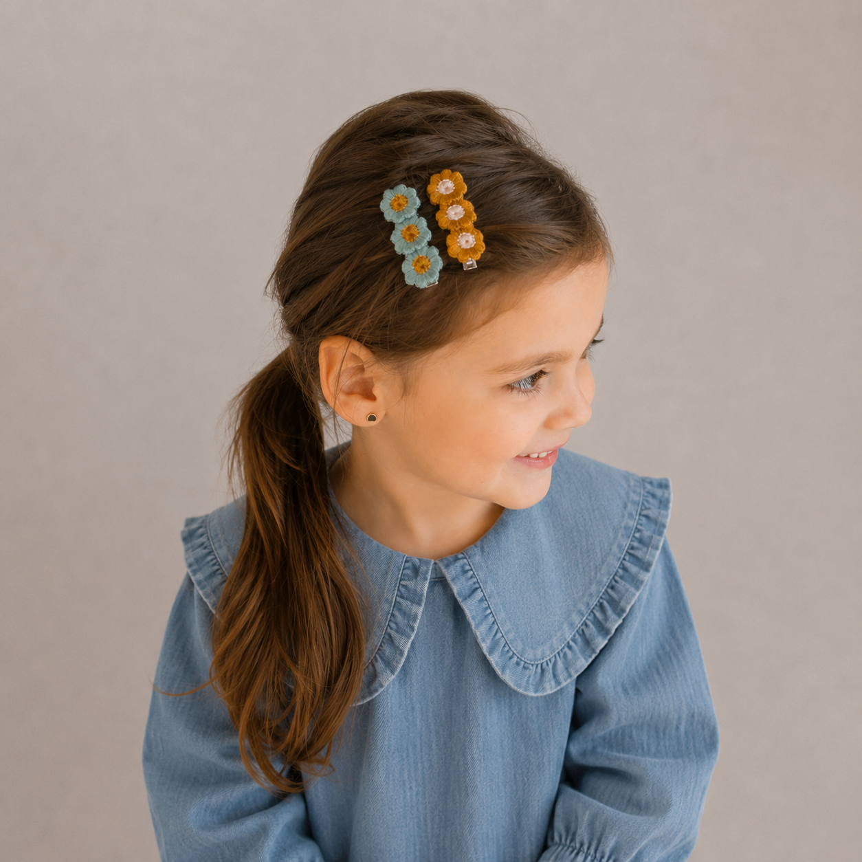 Set de clips flores bordadas - Paloma