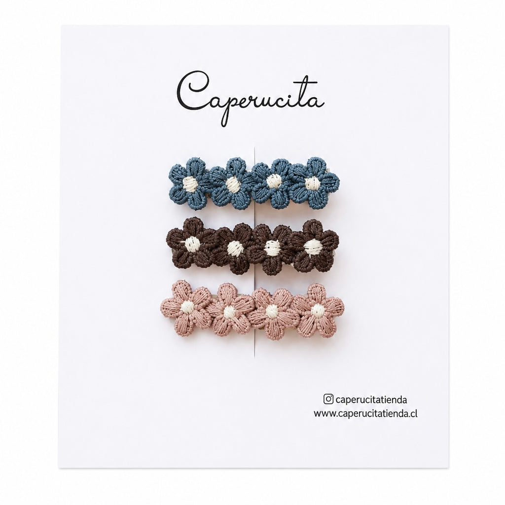 Set de clips flores bordadas - Paola