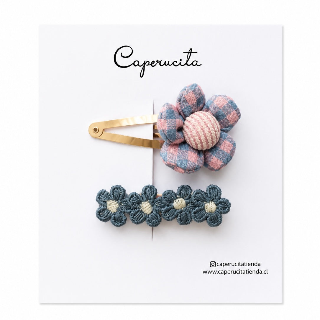 Set de clips flores bordadas - Patricia
