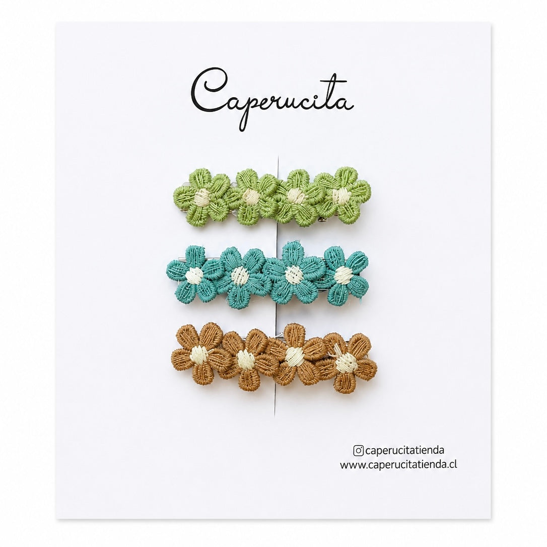 Set de clips flores bordadas - Pricilla