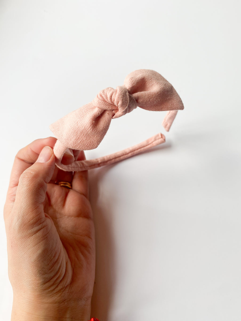 Cintillo Orejita de oso  -  Lino rosa empolvado