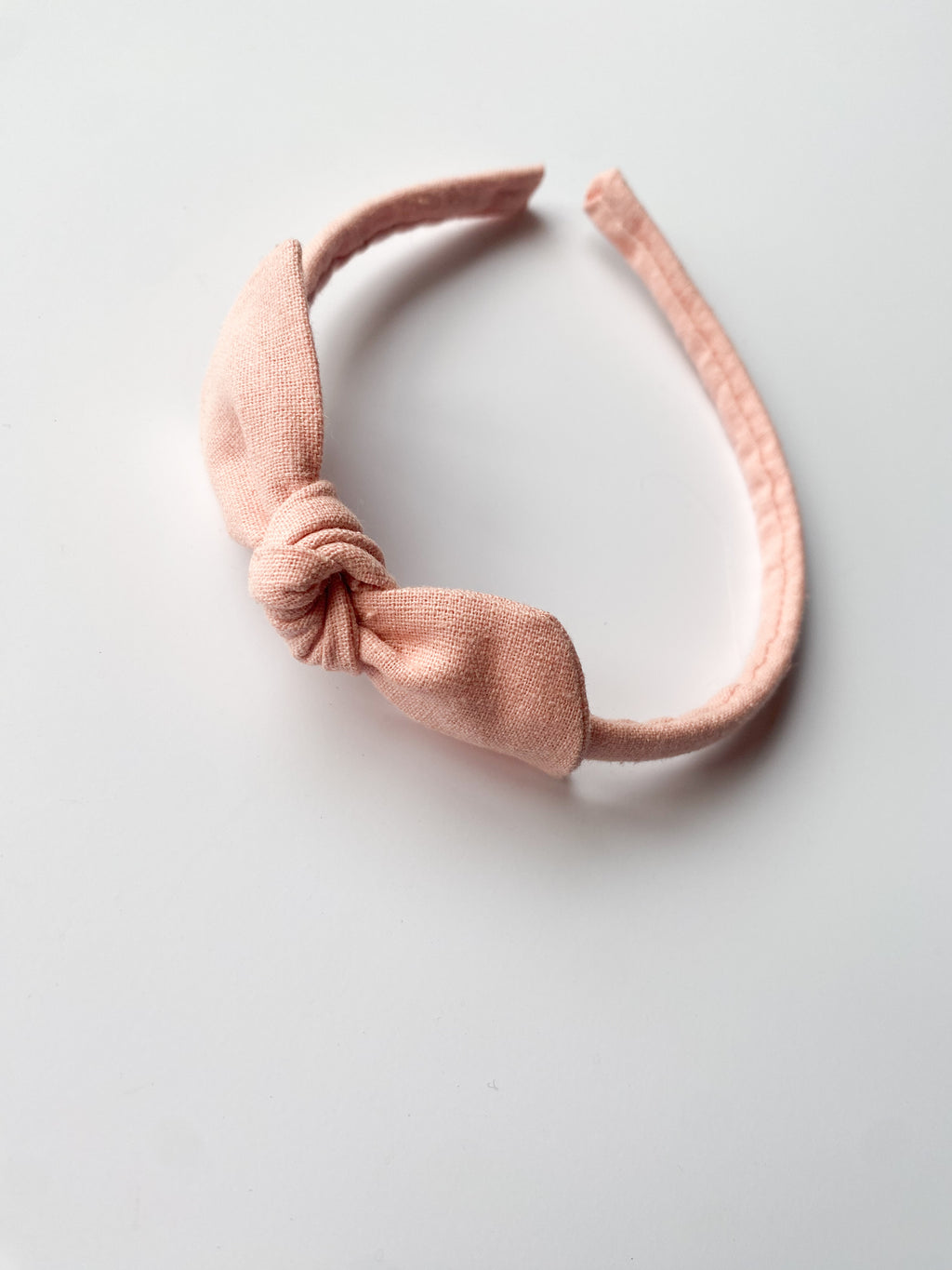 Cintillo Orejita de oso  -  Lino rosa empolvado