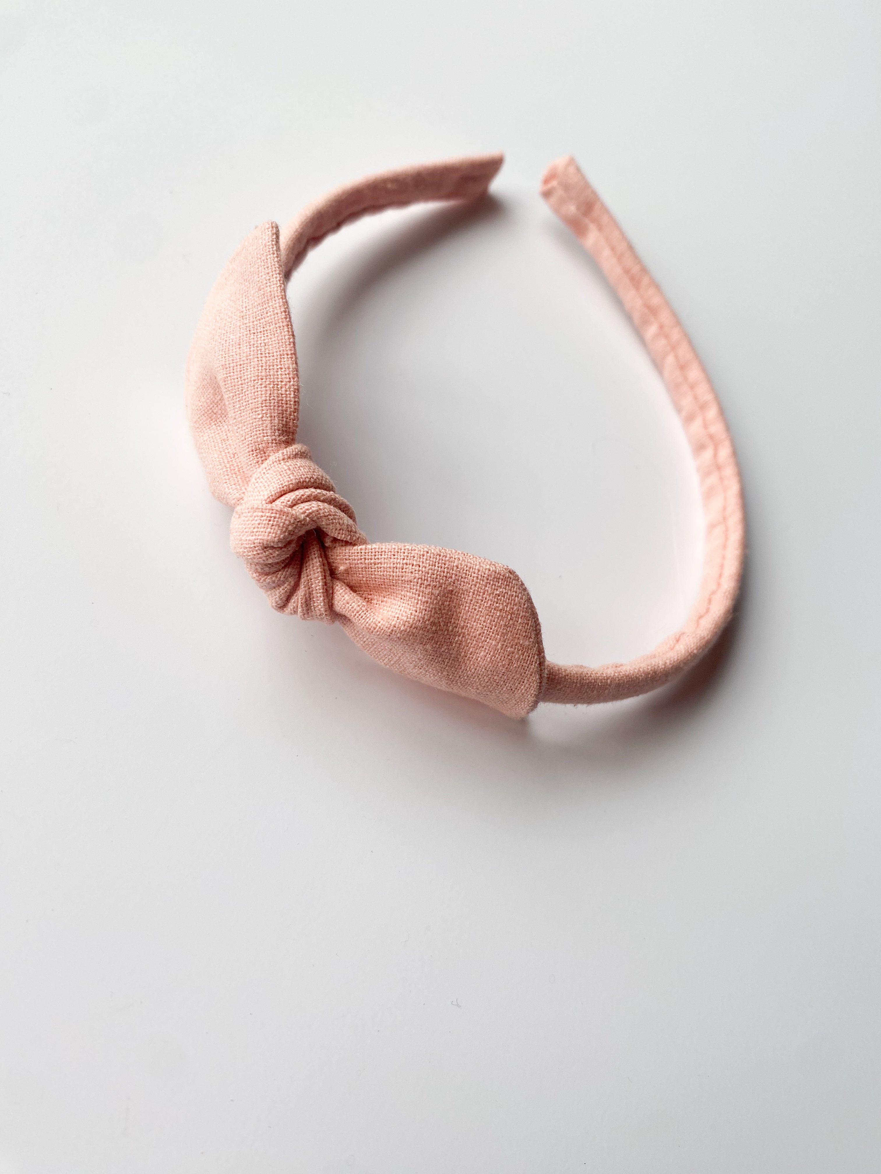 Cintillo Orejita de oso  -  Lino rosa empolvado