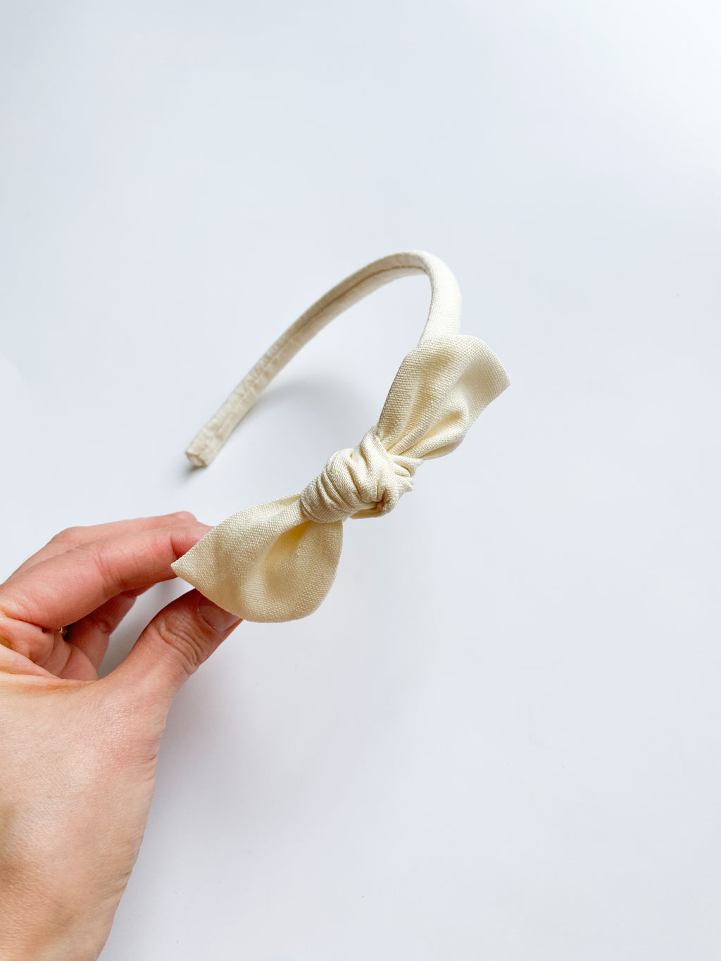 Cintillo Orejita de oso  -  Lino crema