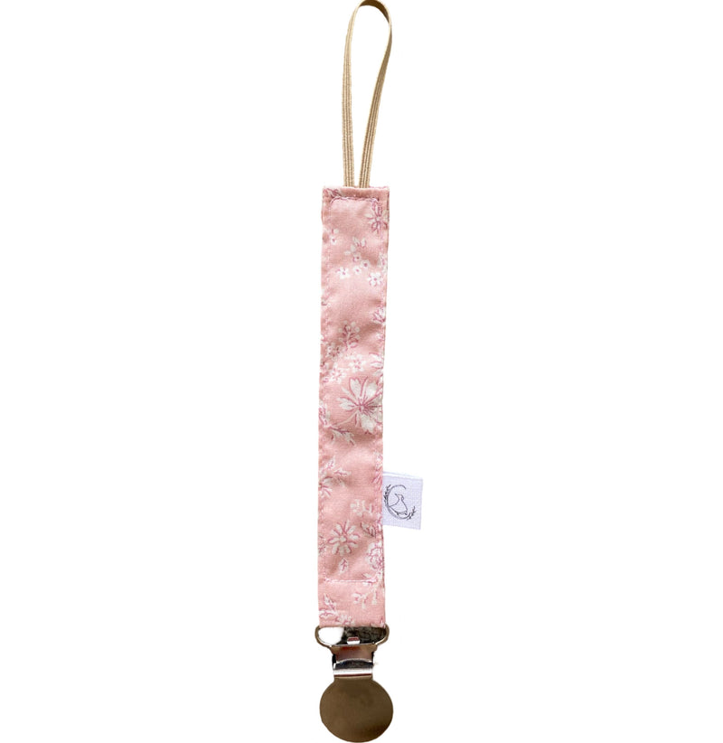 Porta chupete - Rosa pálido flores blancas