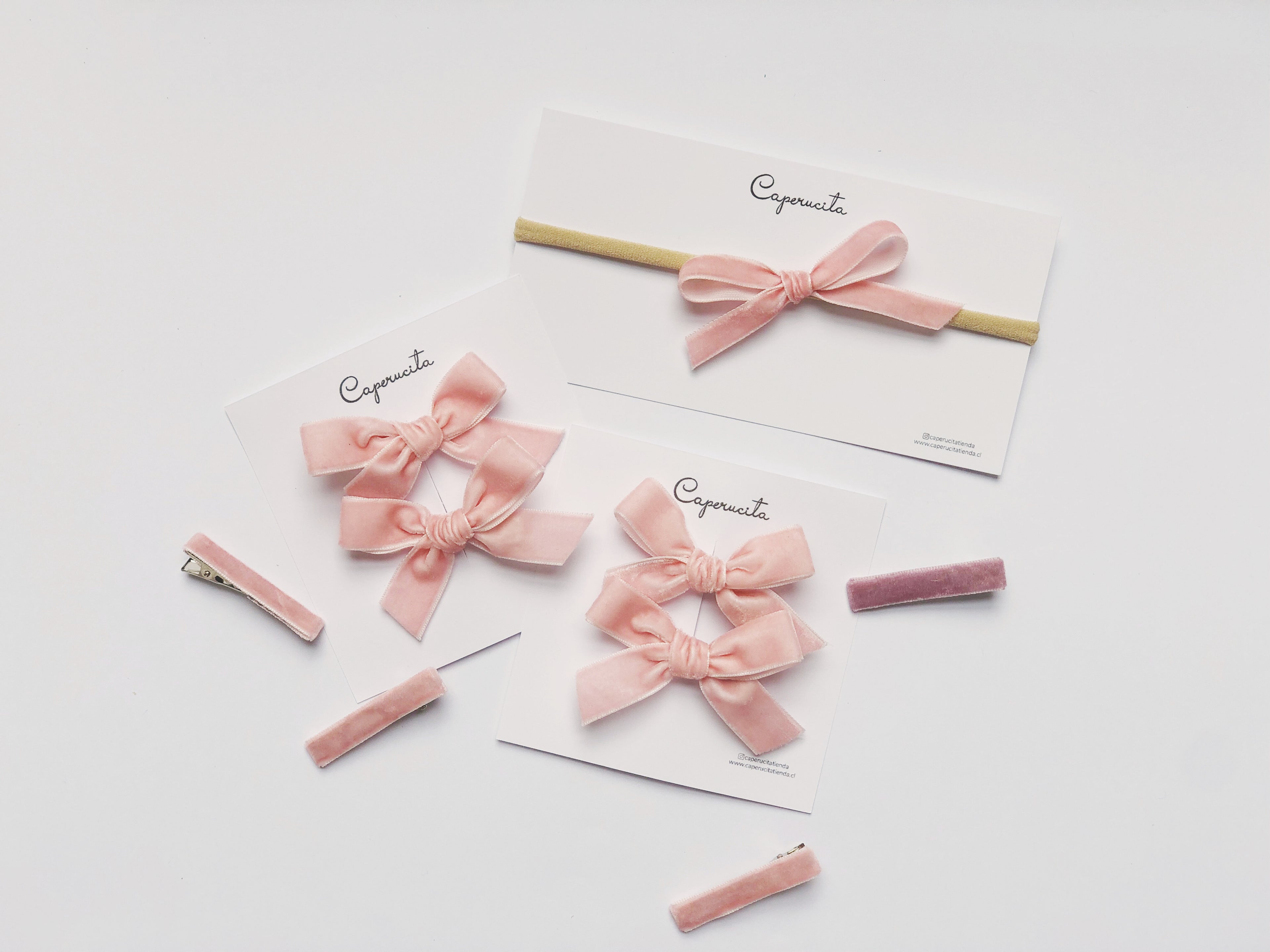 Set Cintas terciopelo - Rosado claro