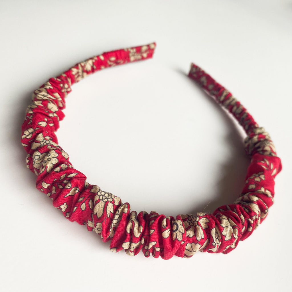 Cintillo repollito   -  Rojo flores Liberty