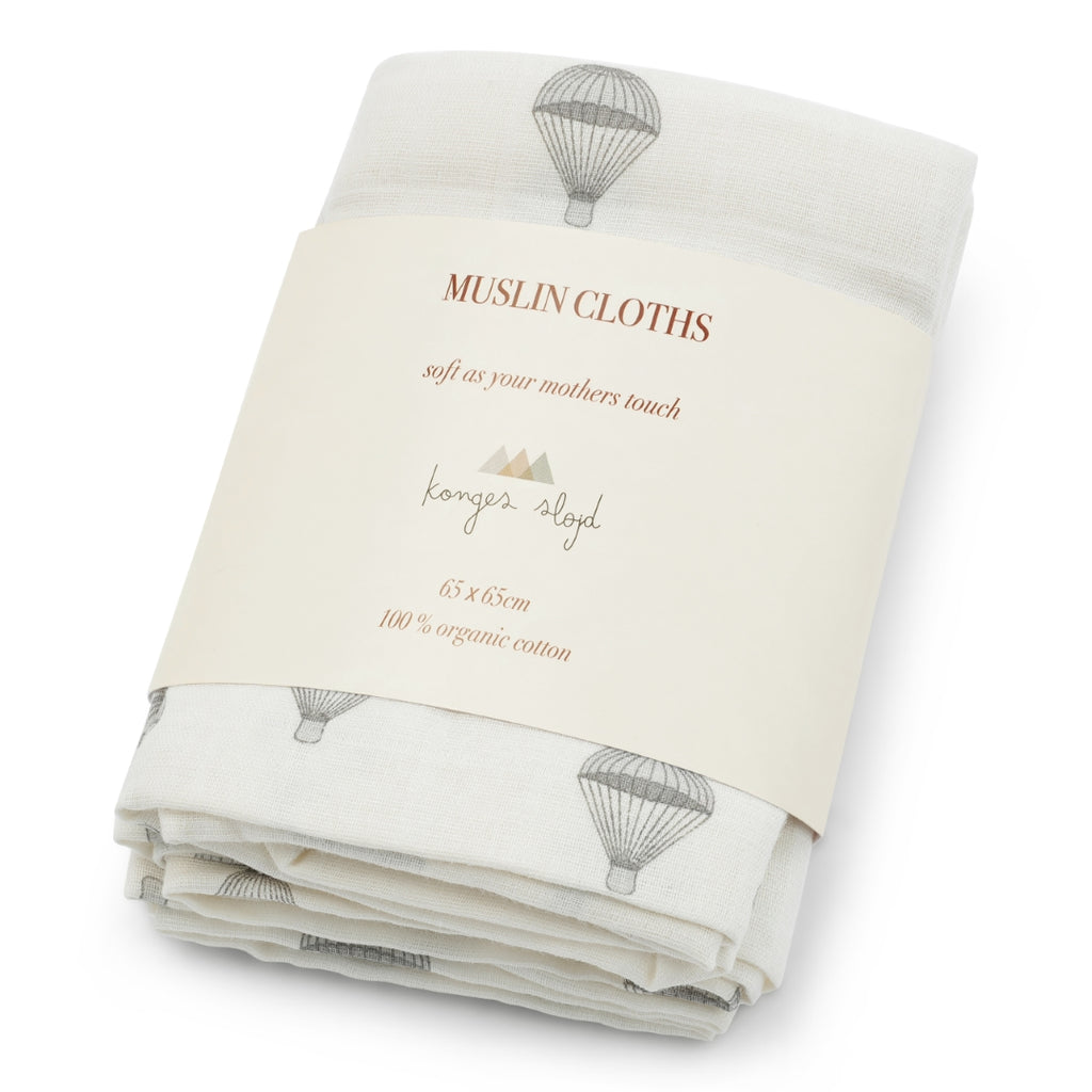 Pack 3 Muslin Swaddles medianos Parachute creme