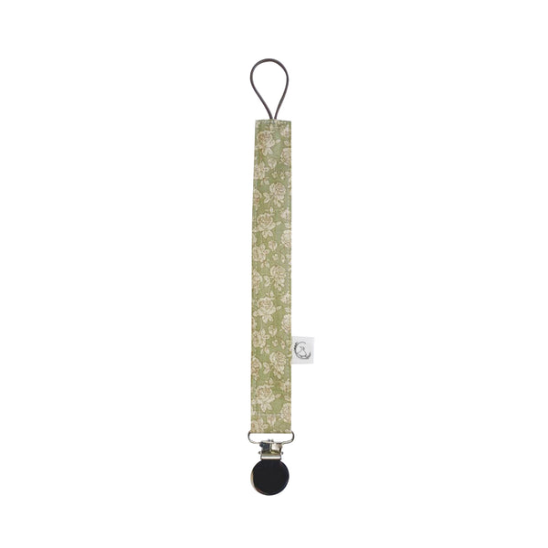 Porta chupete pistacho flores crema