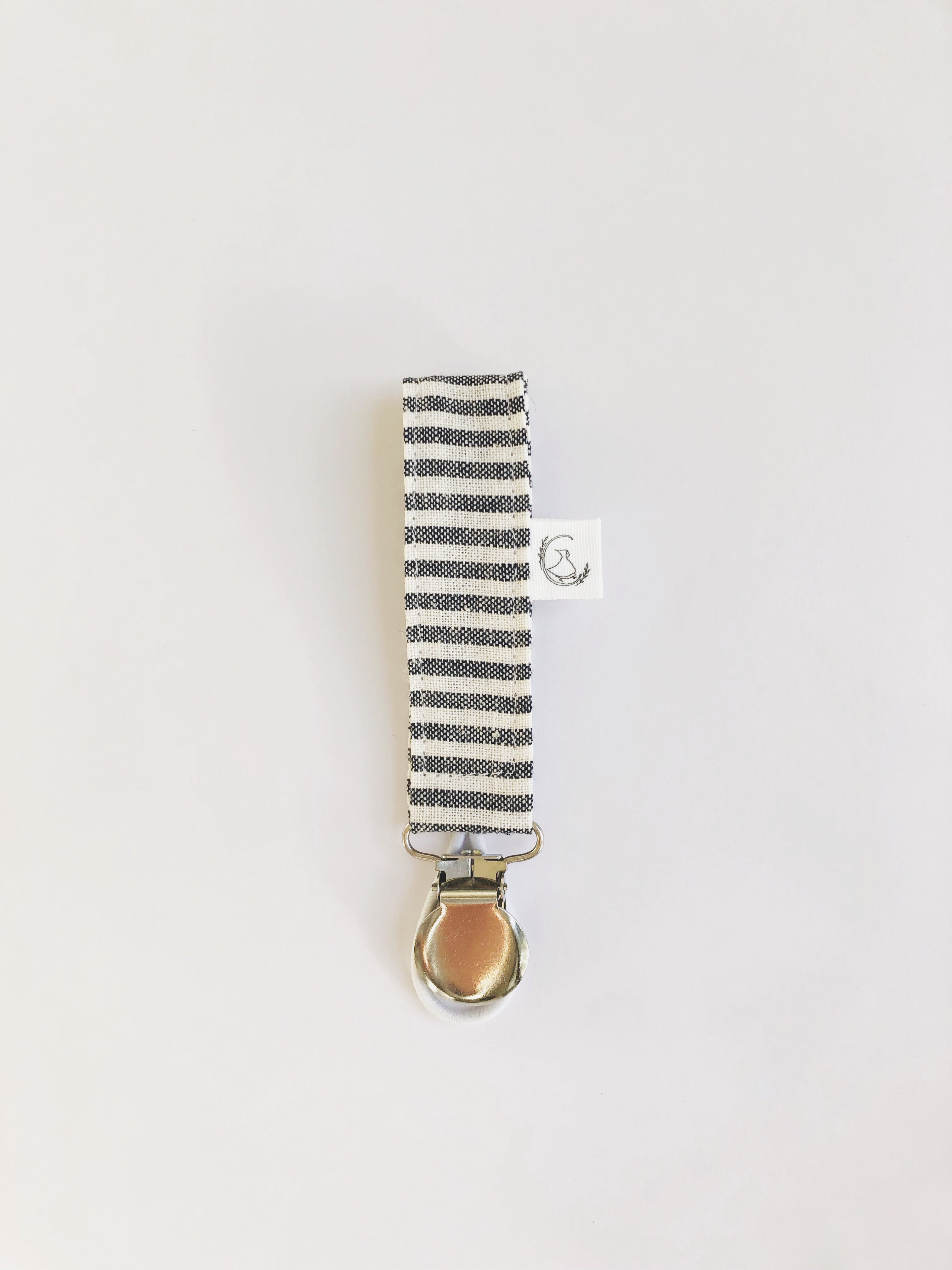 Porta chupete rayitas azules lino