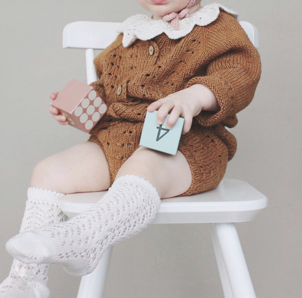 Calcetines Cóndor altos perlé calado - Blanco